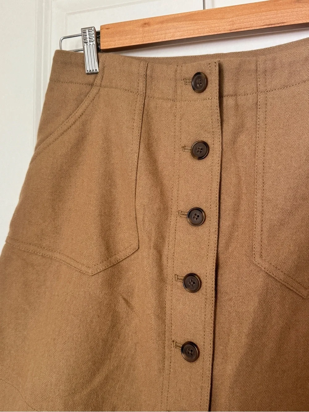 J. Crew Camel Brown Button-Front Mini Skirt